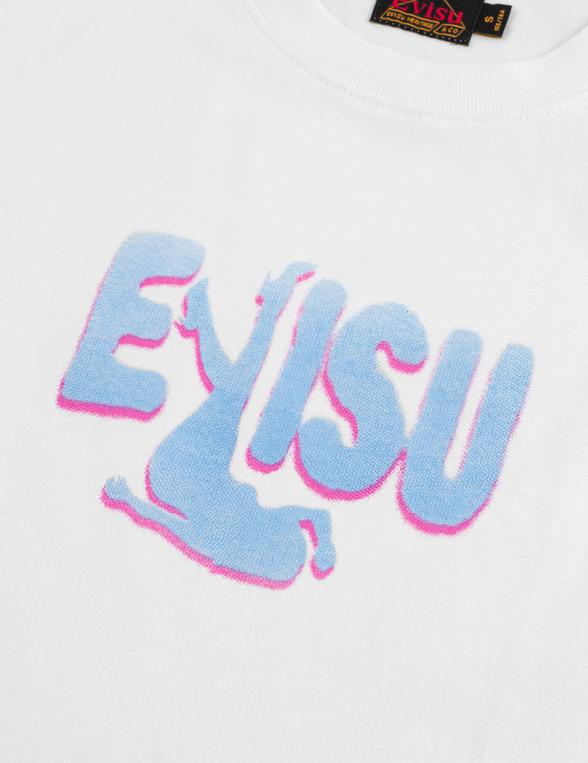 Two-Tone EVISU Logo Silhouette Print T-Shirt