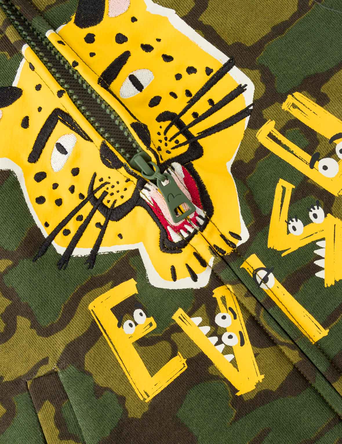 Leopard Head Camouflage Zip-Up Hoodie