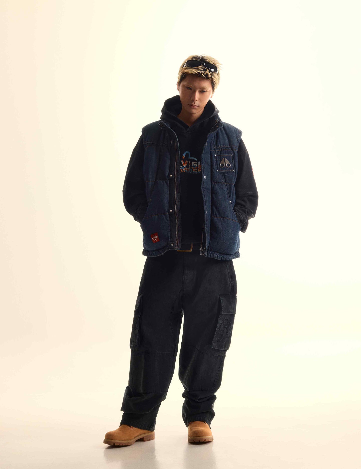 EVISU X MOOSE KNUCKLES Ukiyo-e Denim Vest Down