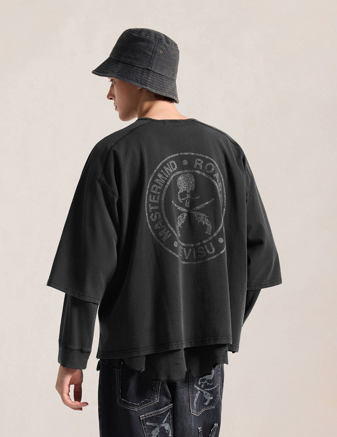 EVISU x mastermind JAPAN x roarguns 破損雙層長袖T恤