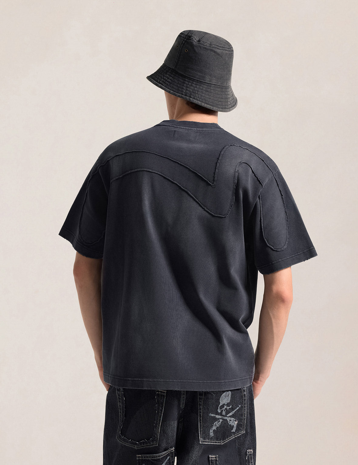 EVISU x mastermind JAPAN x roarguns 毛邊貼布大M短袖T恤
