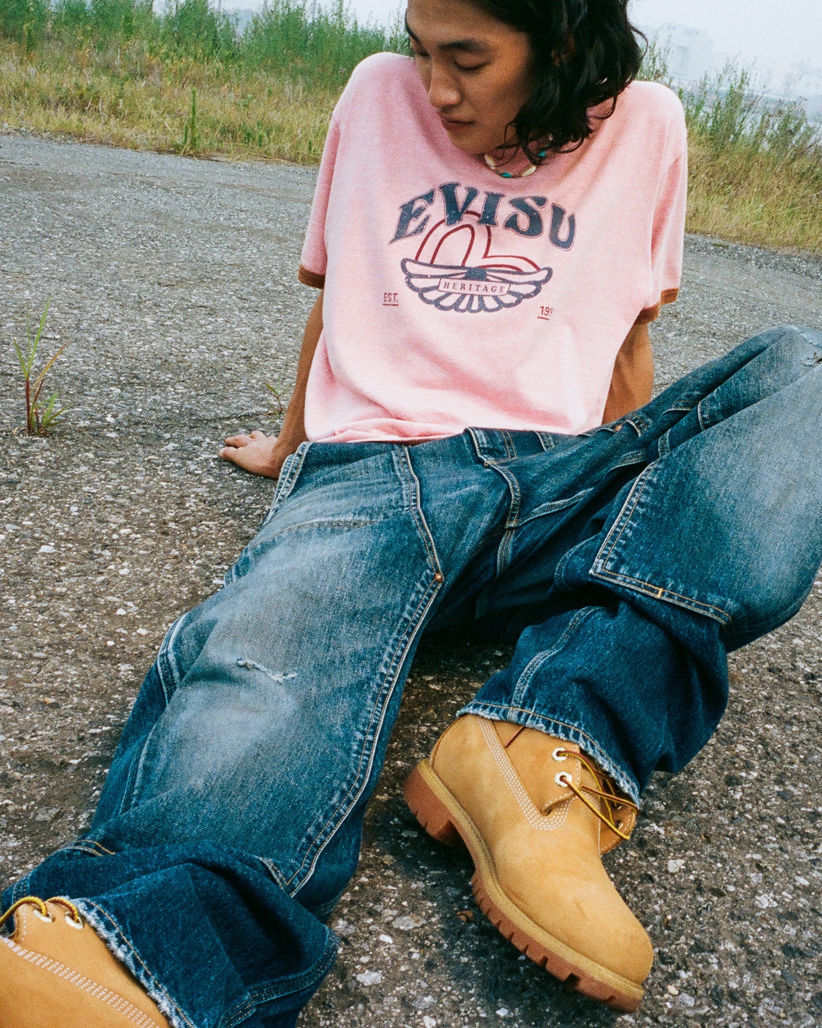 Washed Seagull and Logo Print Regular Fit Ringer T-shirt