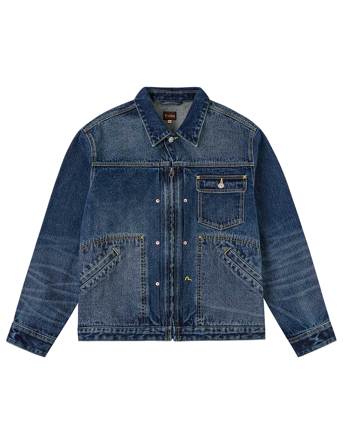 Sand Washed Crocodile Print Denim Jacket