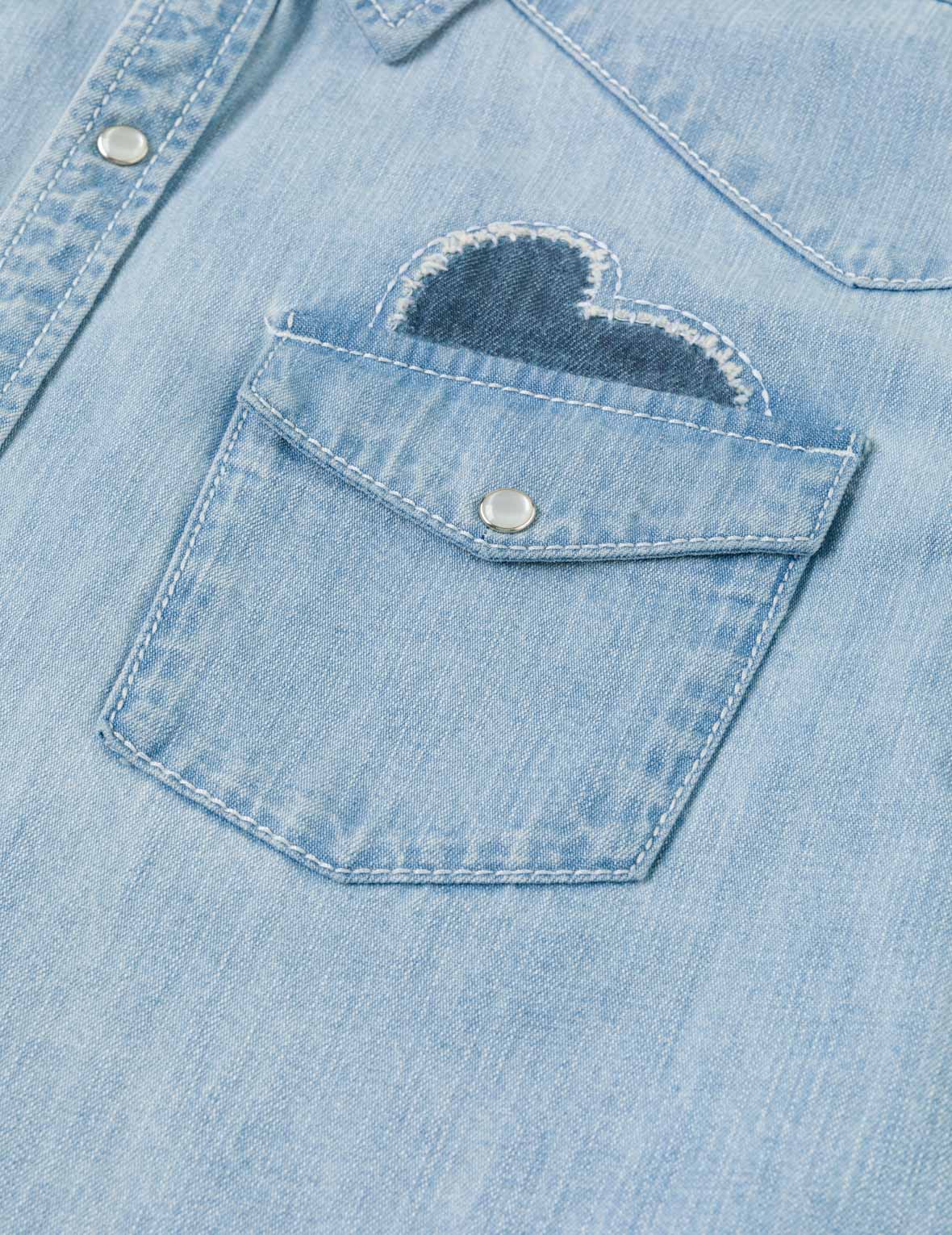 Seagull and Line Embroidery Shirt