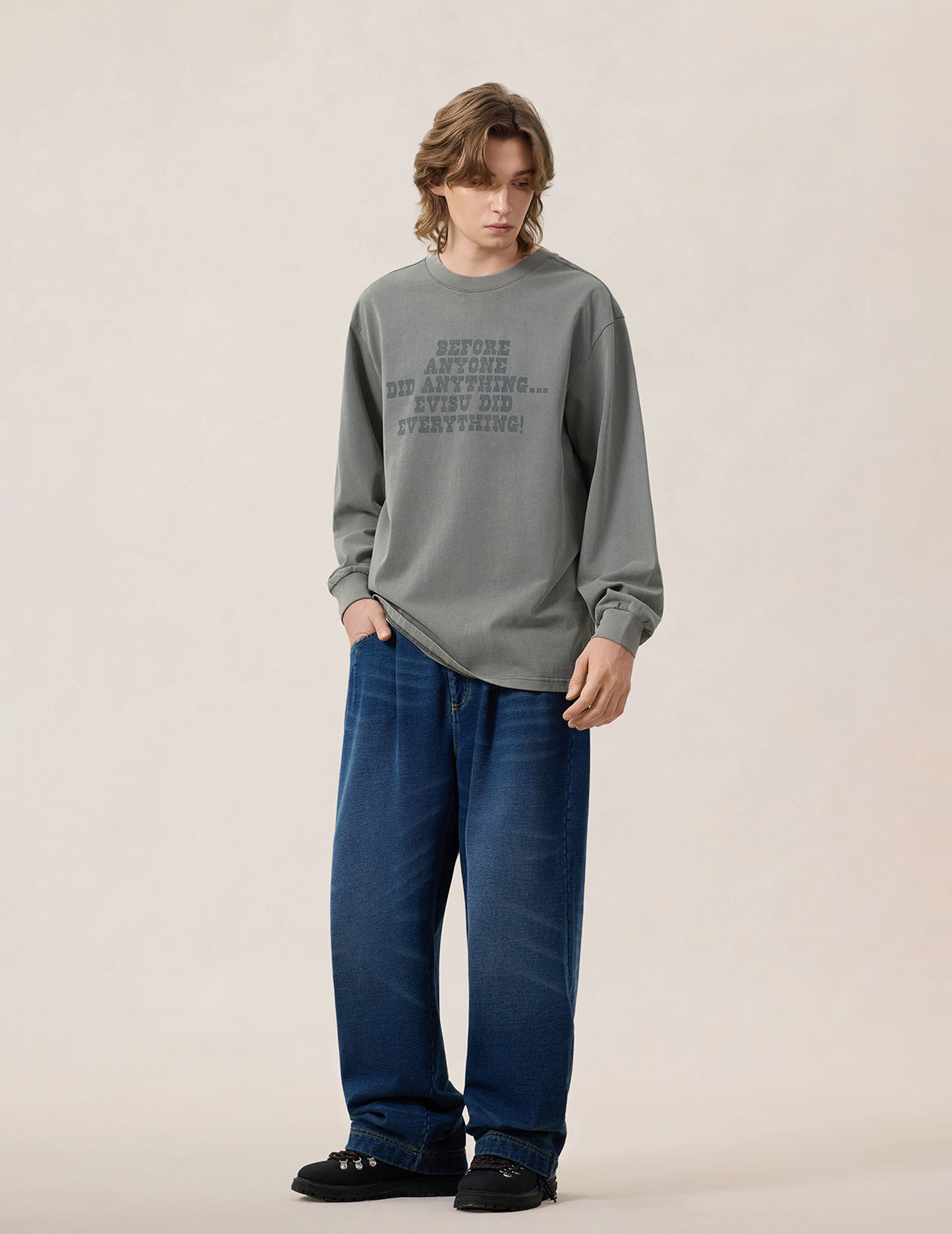 Reversed Seagull Slogan Long-sleeve T-shirt