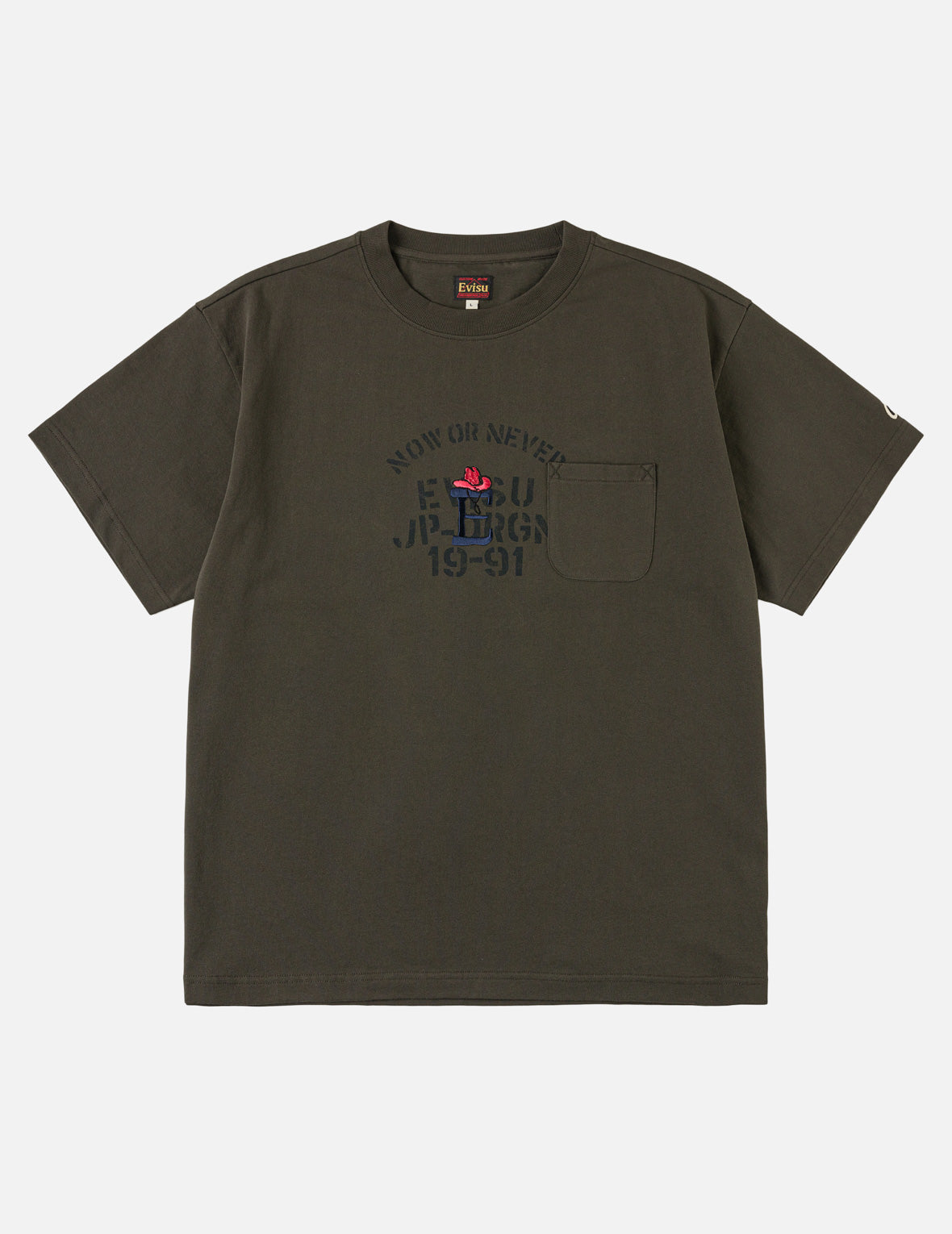 牛仔帽"E"刺繡及起源標誌印花T恤