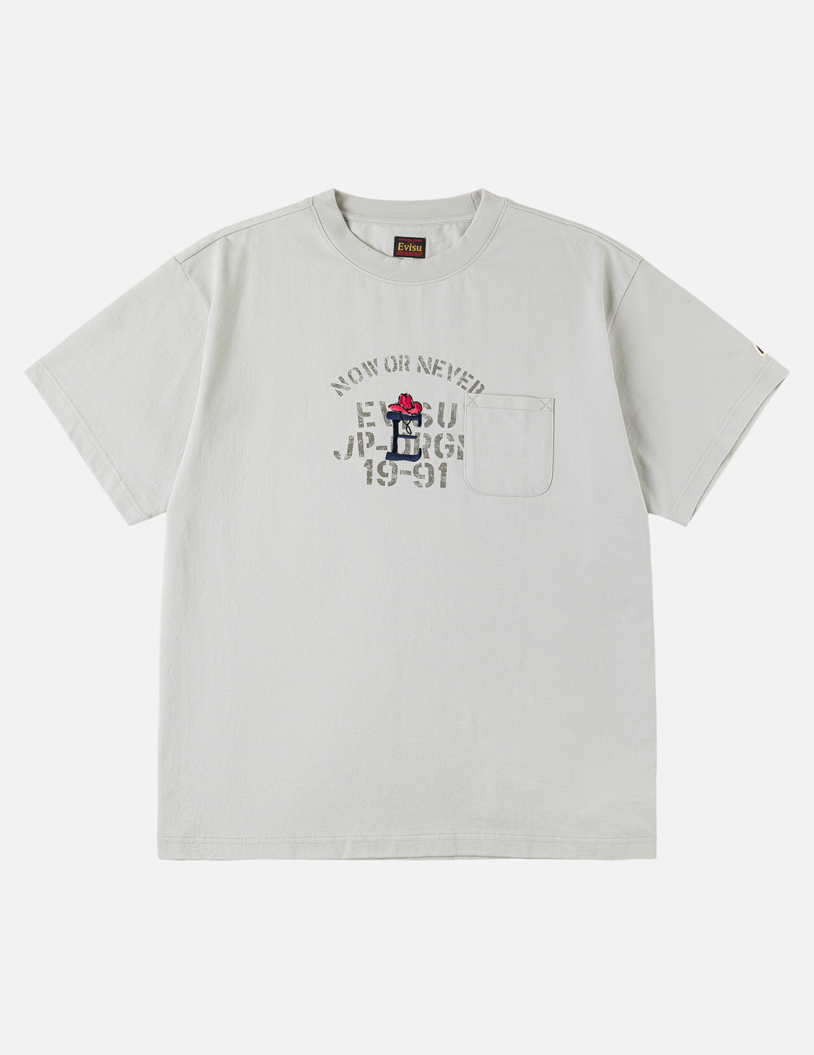 牛仔帽"E"刺繡及起源標誌印花T恤