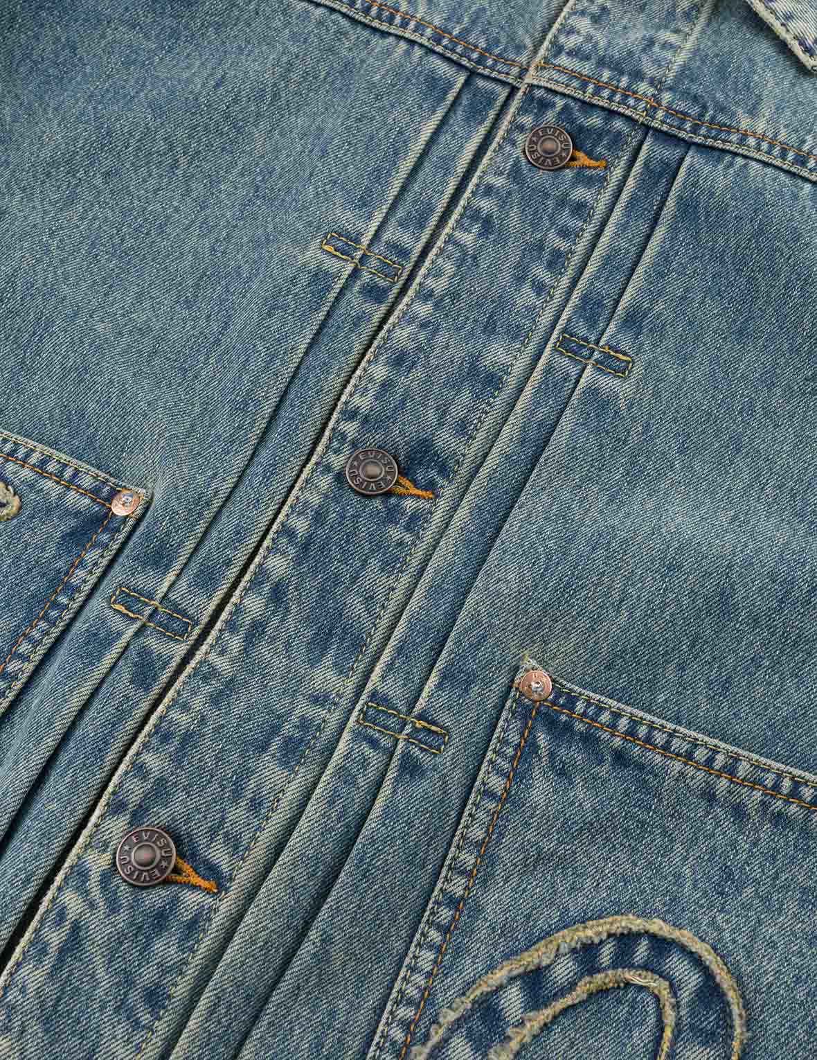 EVISU X F-LAGSTUF-F 春畫與海鷗刺繡寬版休閒牛仔外套