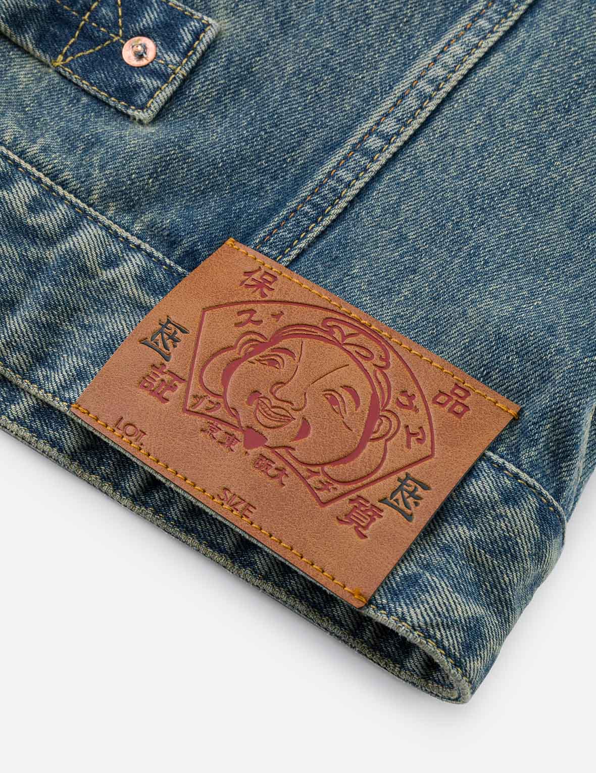 EVISU X F-LAGSTUF-F 春畫與海鷗刺繡寬版休閒牛仔外套