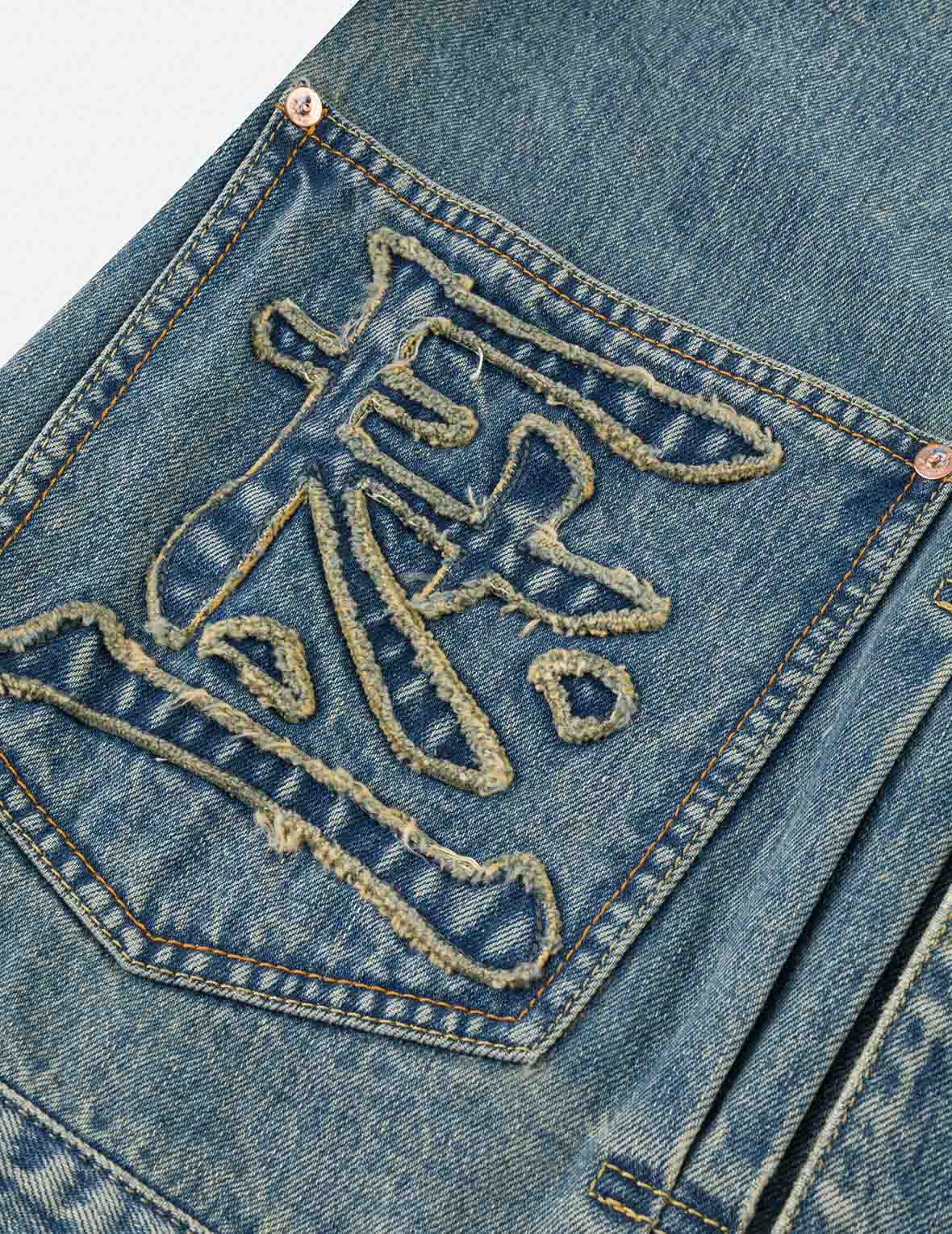 EVISU X F-LAGSTUF-F 春畫與海鷗刺繡寬版休閒牛仔外套
