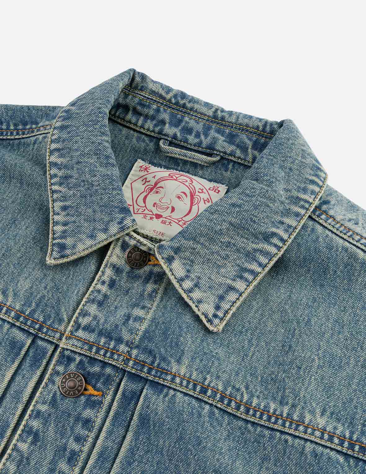 EVISU X F-LAGSTUF-F 春畫與海鷗刺繡寬版休閒牛仔外套