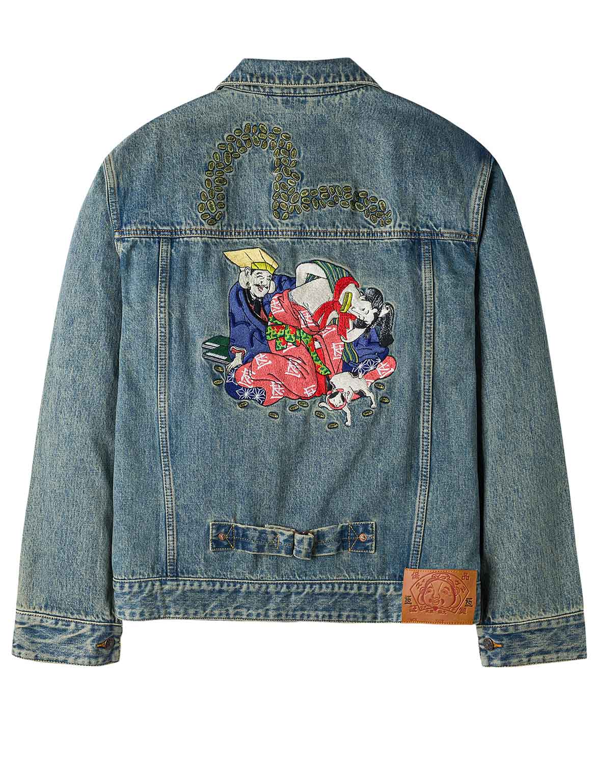 EVISU X F-LAGSTUF-F 春畫與海鷗刺繡寬版休閒牛仔外套
