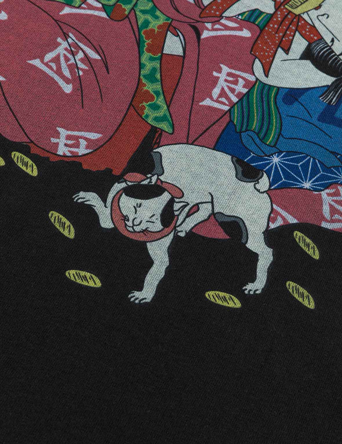 EVISU X F-LAGSTUF-F 春季畫作和金幣海鷗印花常規版型T恤 - 黑色