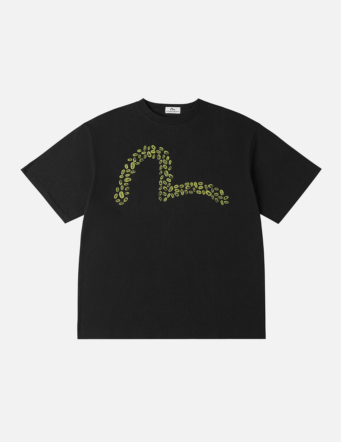 EVISU X F-LAGSTUF-F 春季畫作和金幣海鷗印花常規版型T恤 - 黑色