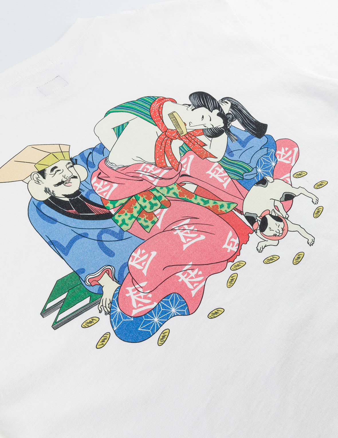EVISU X F-LAGSTUF-F 春季畫作和金幣海鷗印花常規版型T恤 - 白色