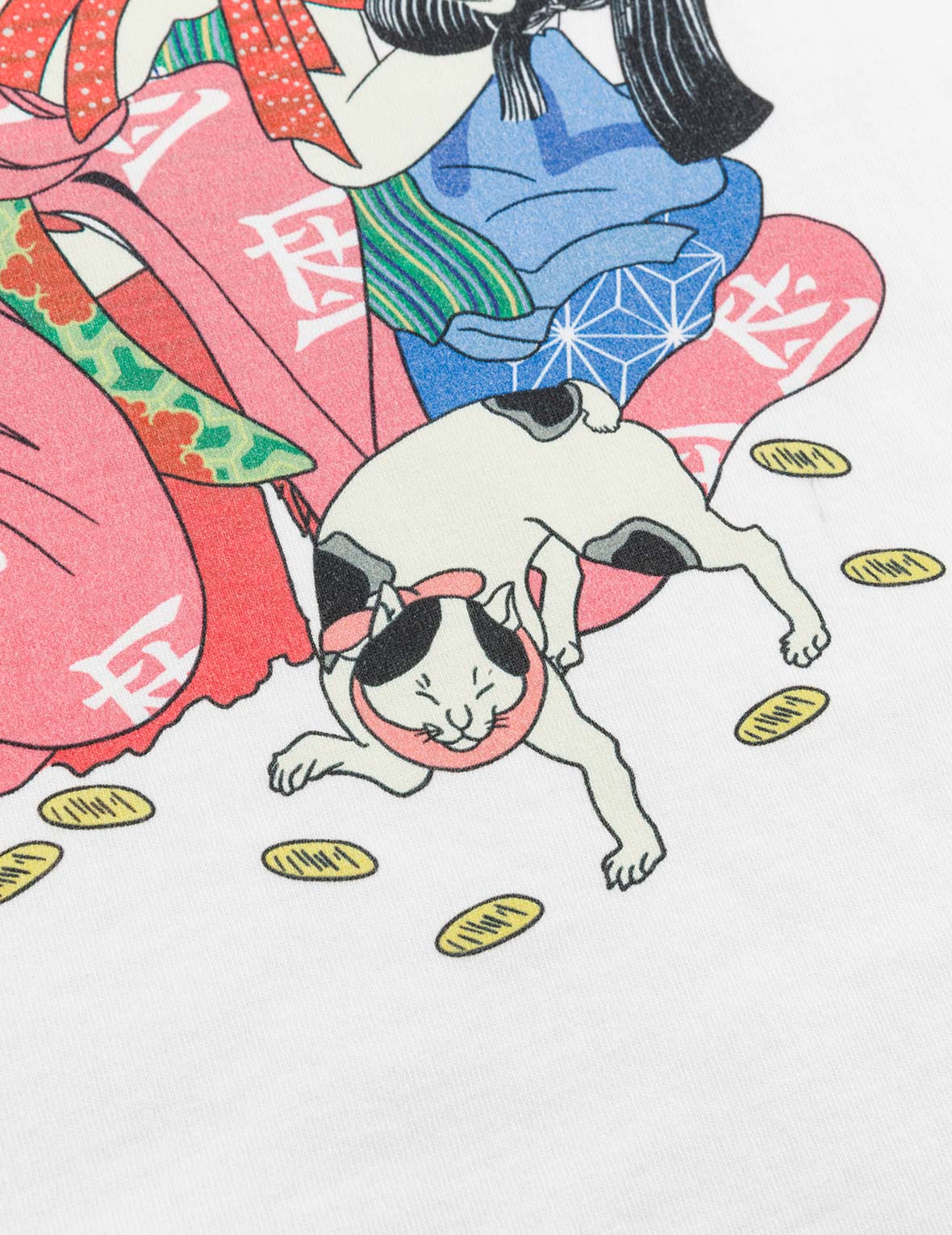 EVISU X F-LAGSTUF-F 春季畫作和金幣海鷗印花常規版型T恤 - 白色
