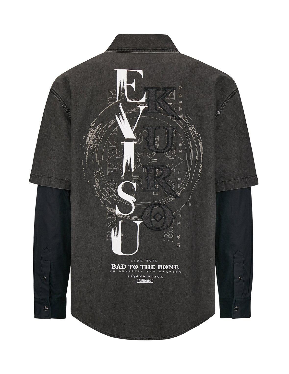 Mock 2-in-1 Denim Shirt
