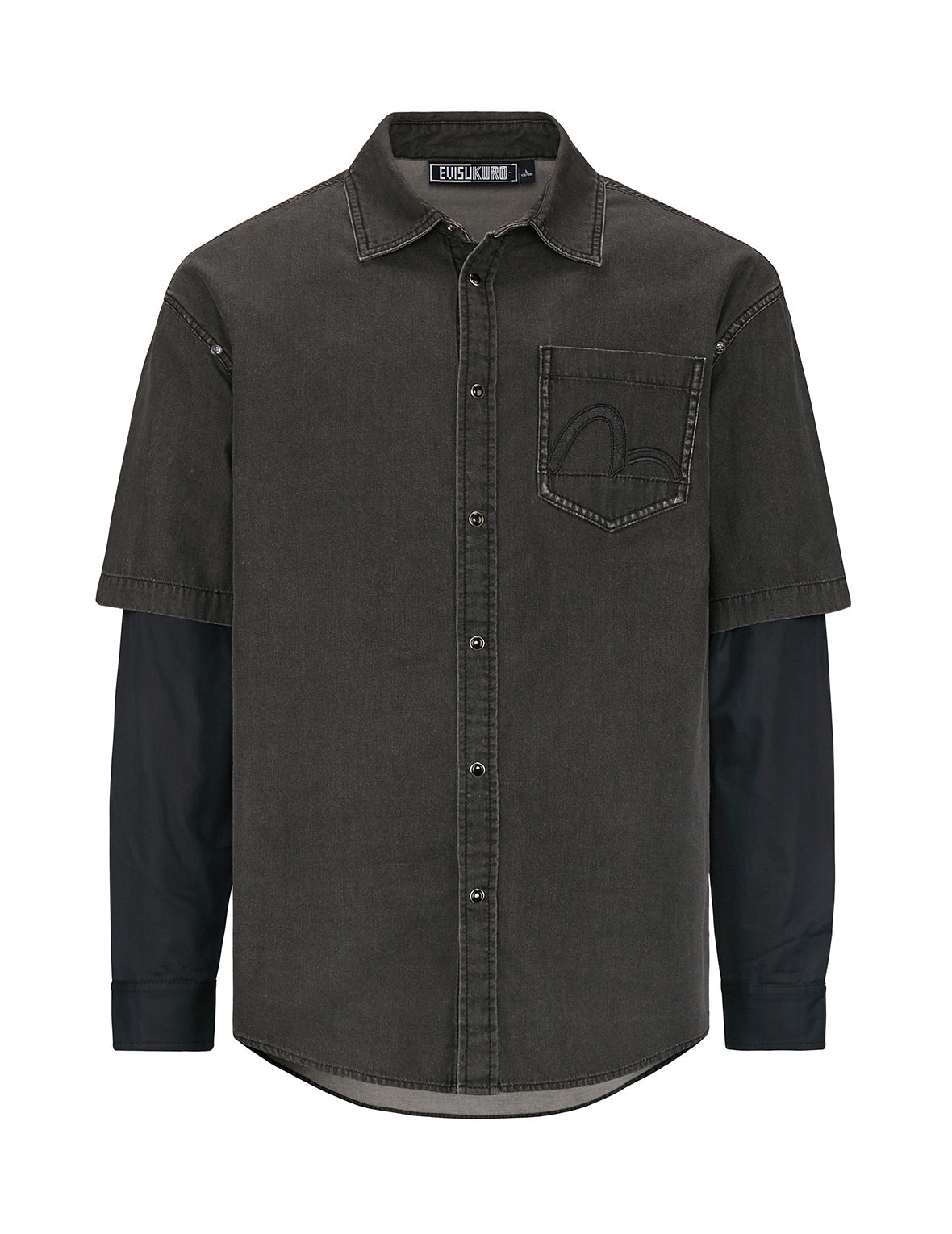 Mock 2-in-1 Denim Shirt