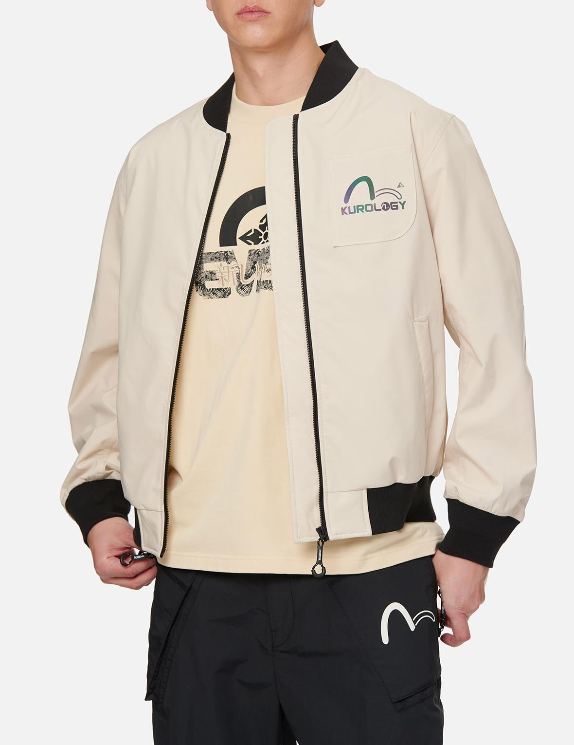 Collage Style Tape Bomber Jacket
