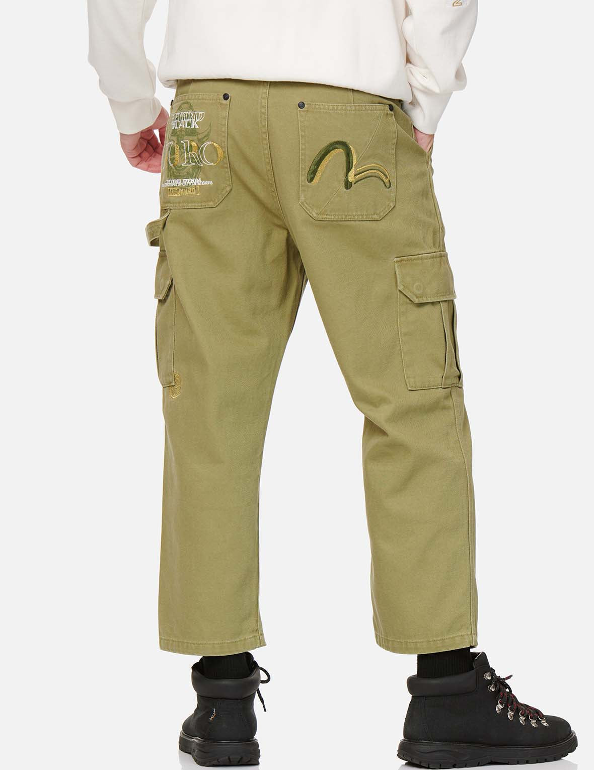 Hannya Skull Print Straight Fit Cargo Pants