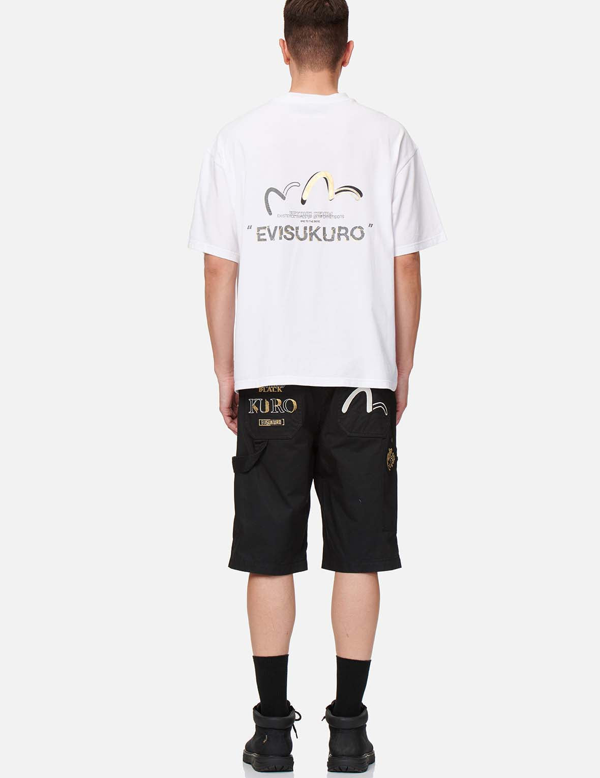 Brush Effect Logo Embroidered Worker Shorts