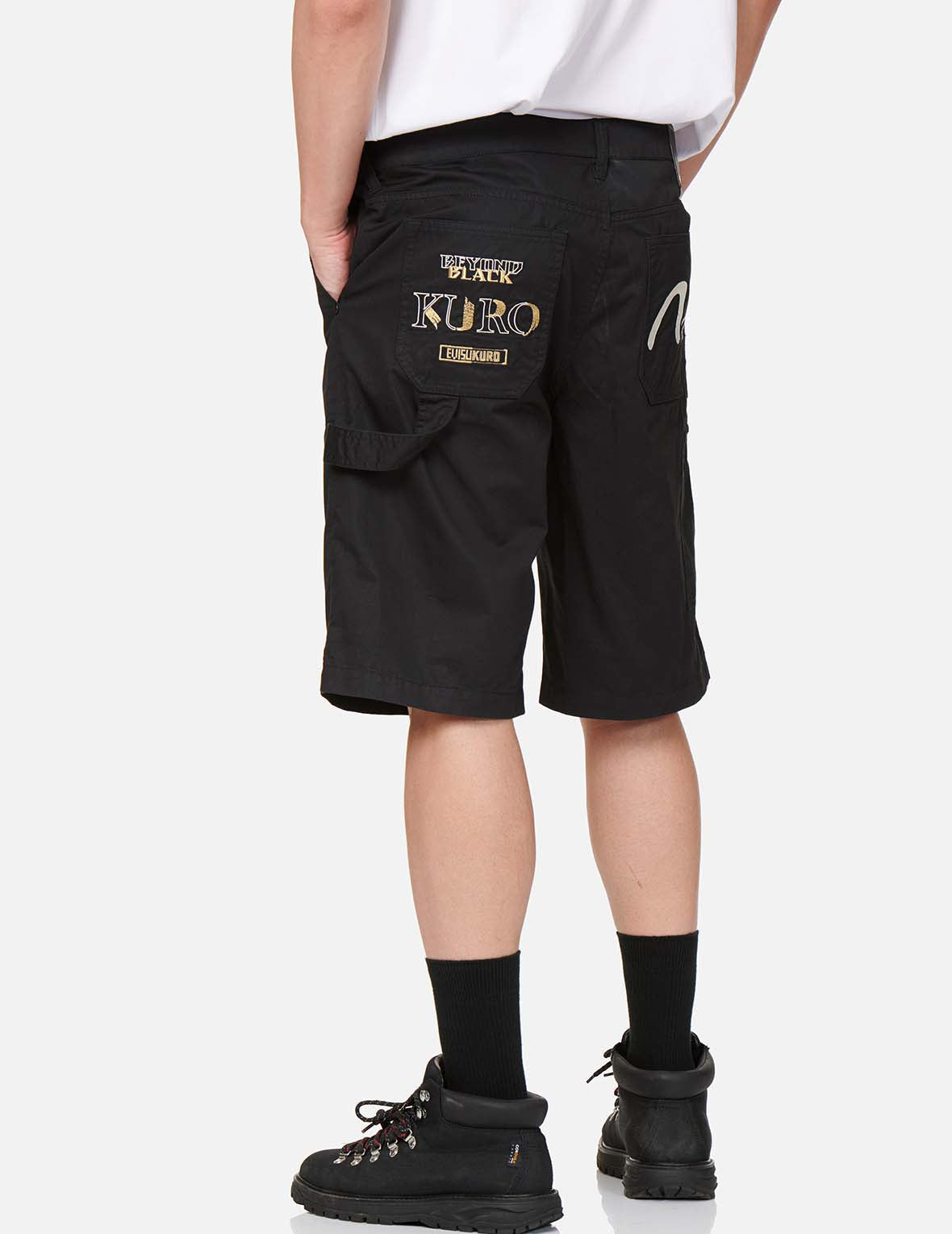 Brush Effect Logo Embroidered Worker Shorts