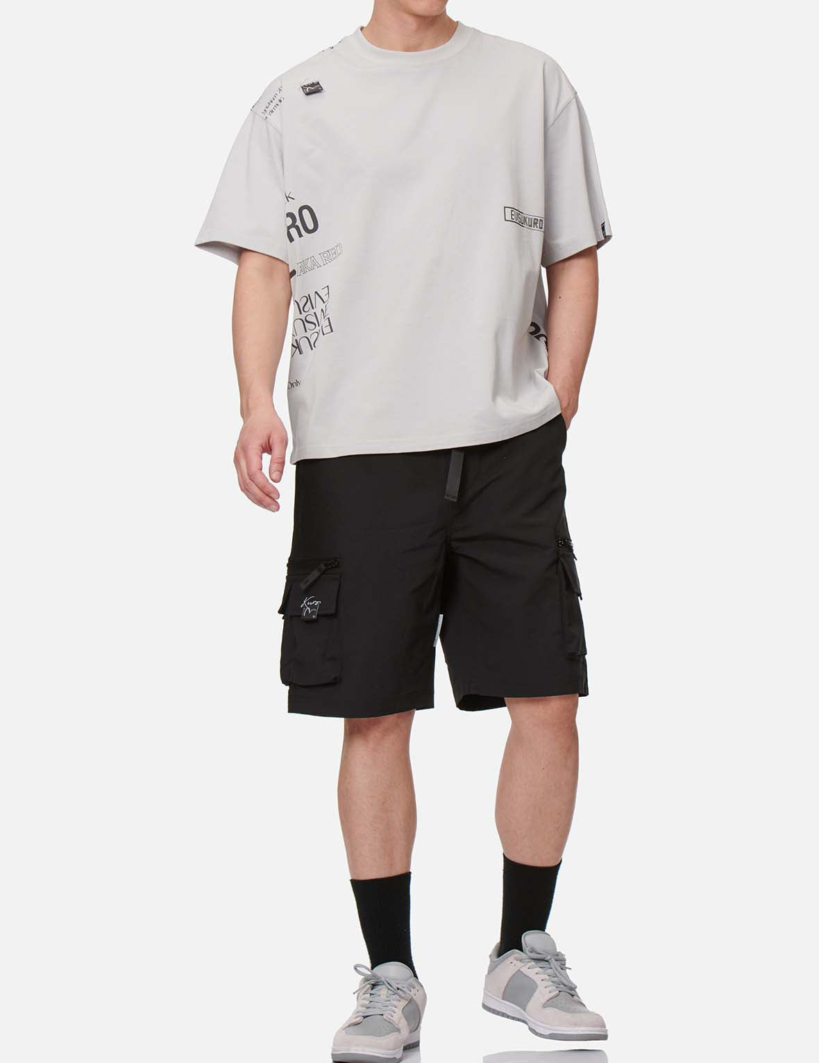 Adjustable Webbing Belt Cargo Shorts
