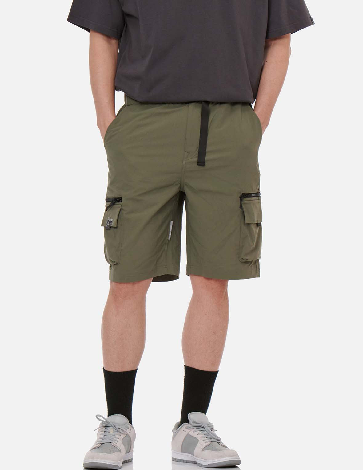 Adjustable Webbing Belt Cargo Shorts