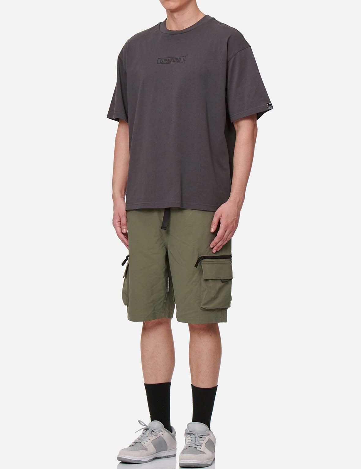 Adjustable Webbing Belt Cargo Shorts