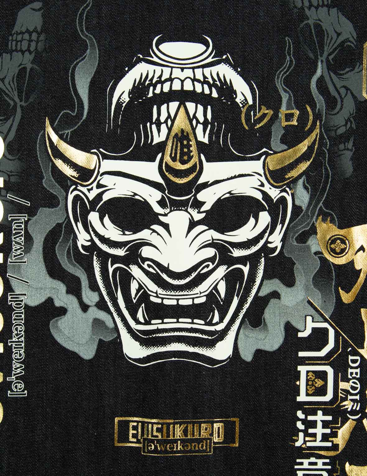 Smoky Hannya Skull Print Denim Shirt