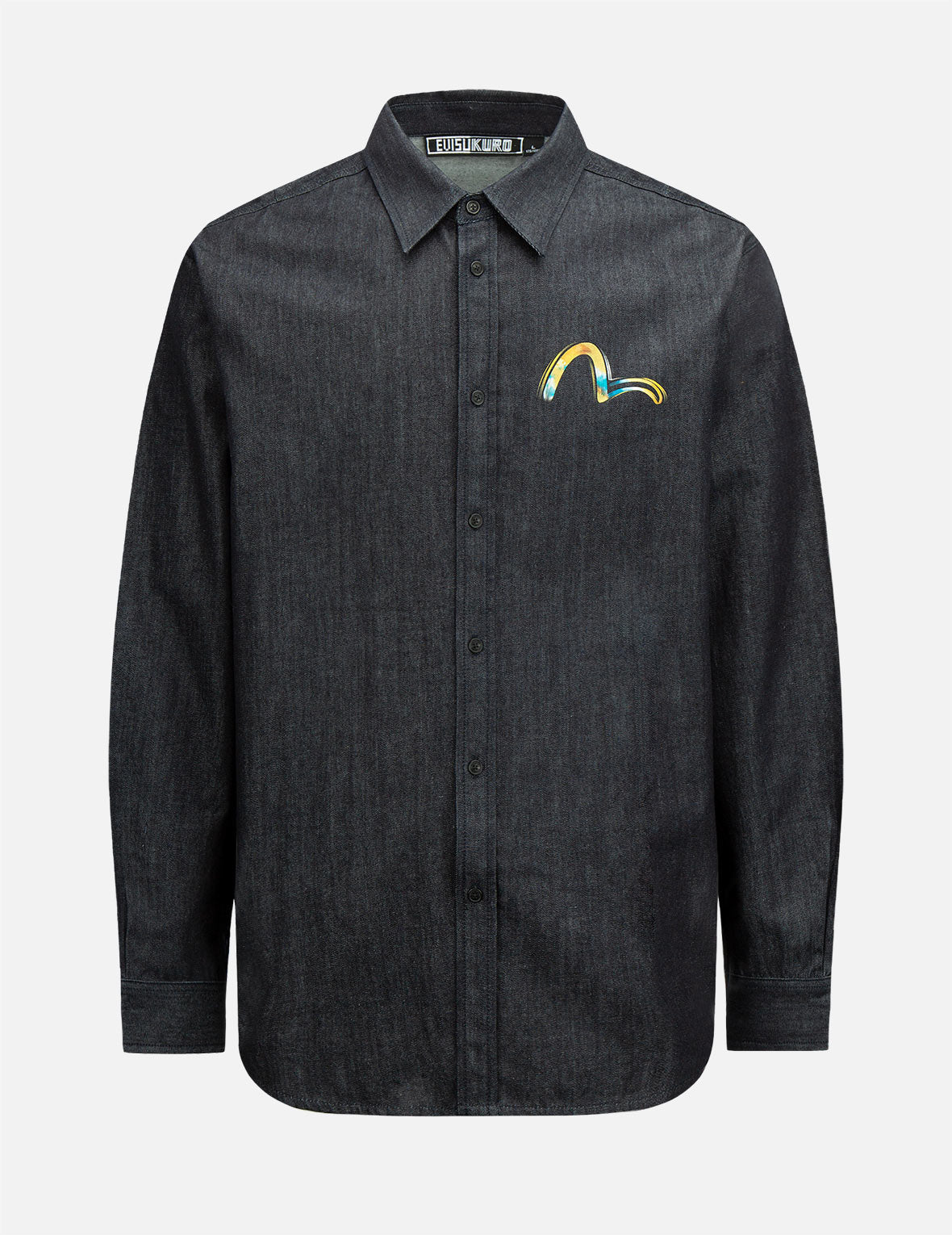 Smoky Hannya Skull Print Denim Shirt