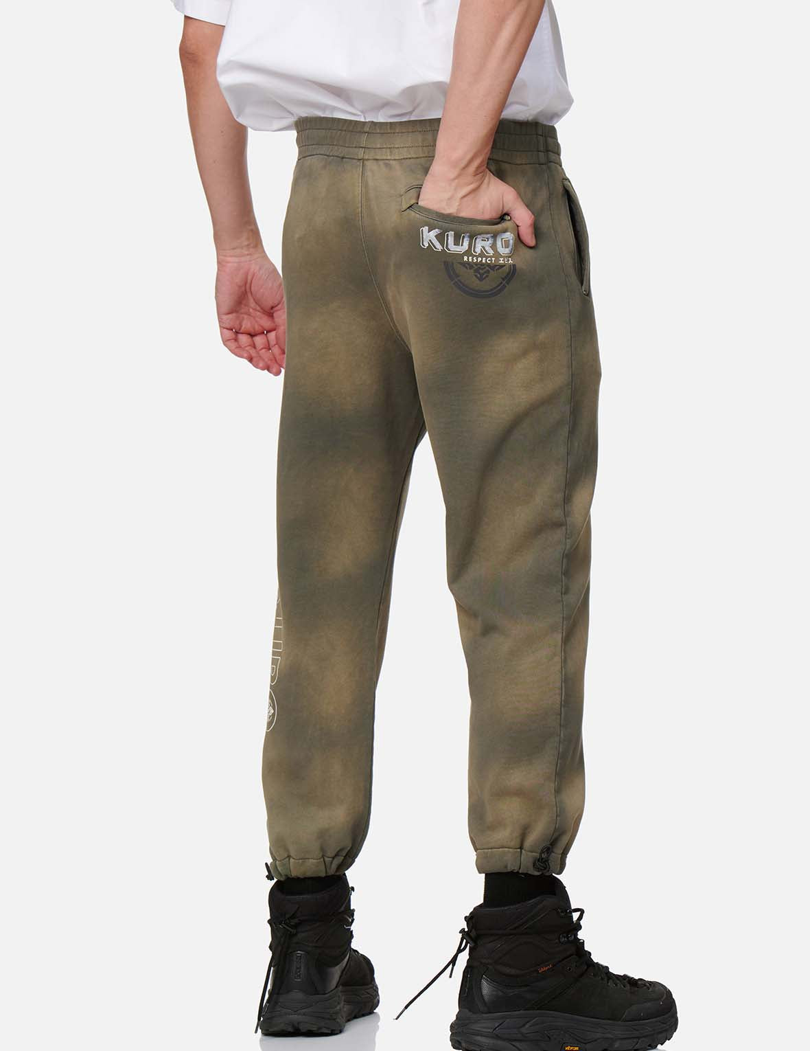 Brushed Seagull Print Garment-dyed Sweatpants