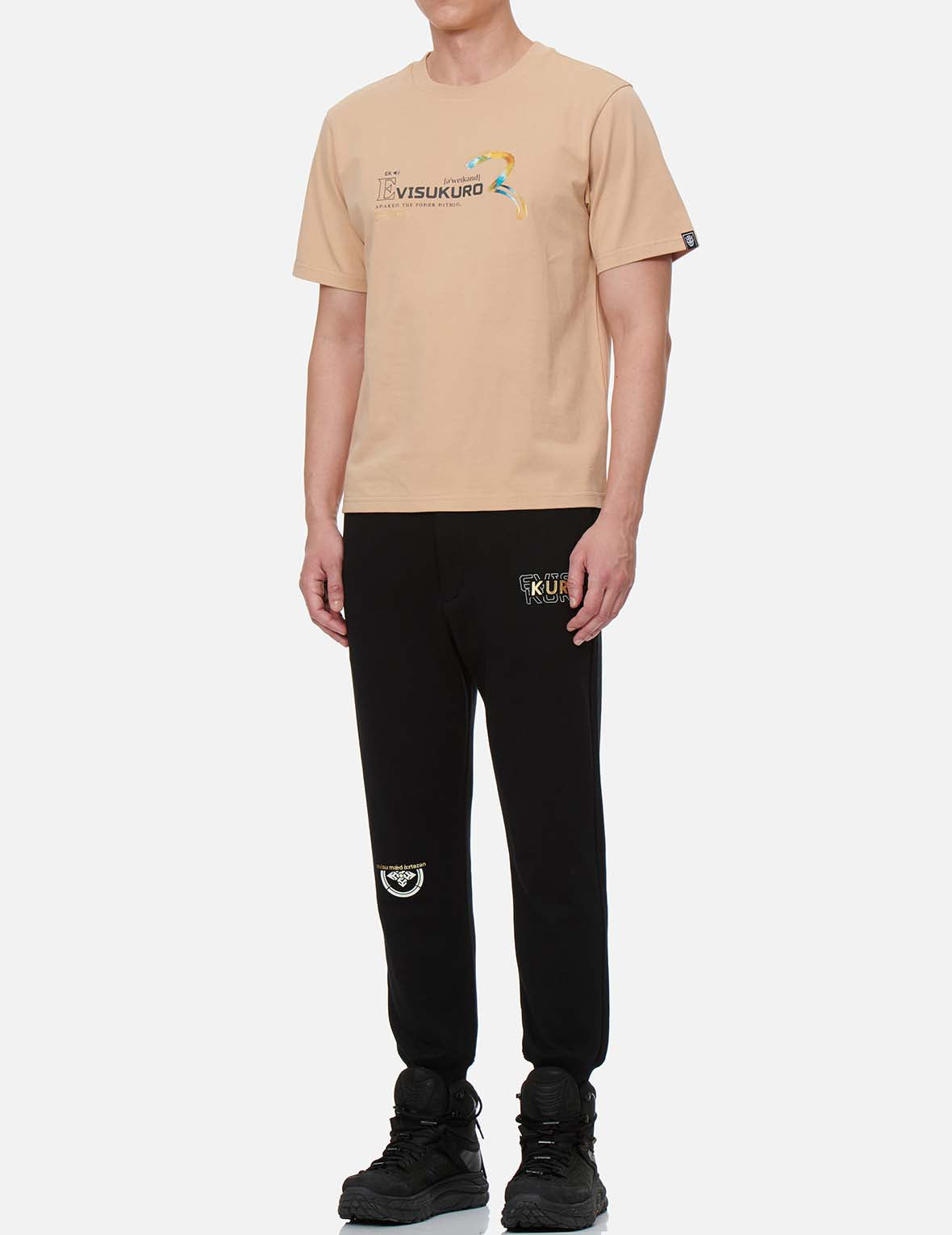 Brushed Seagull and Kamon Print T-shirt