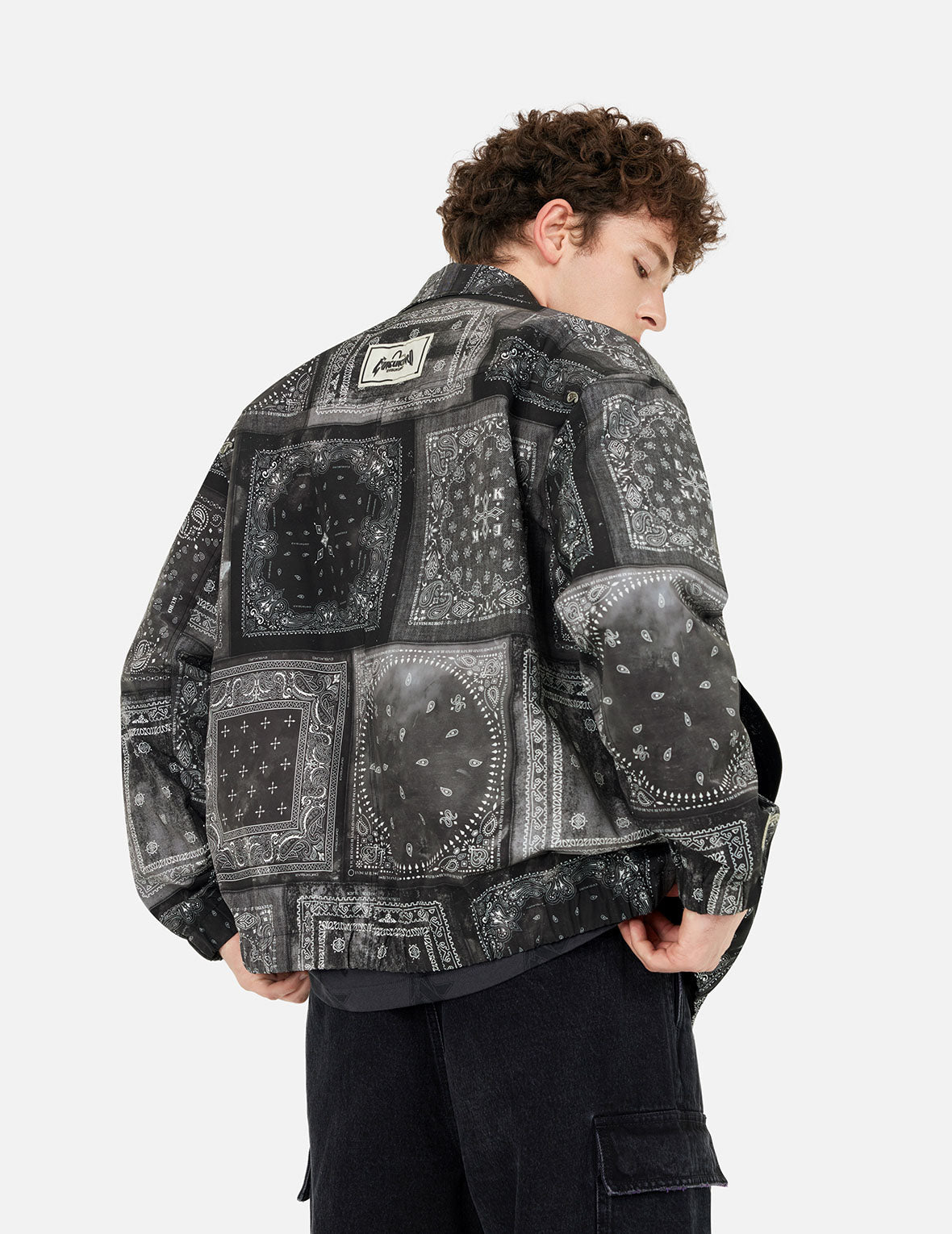 Allover Paisley Print Oversized Coach Jacket