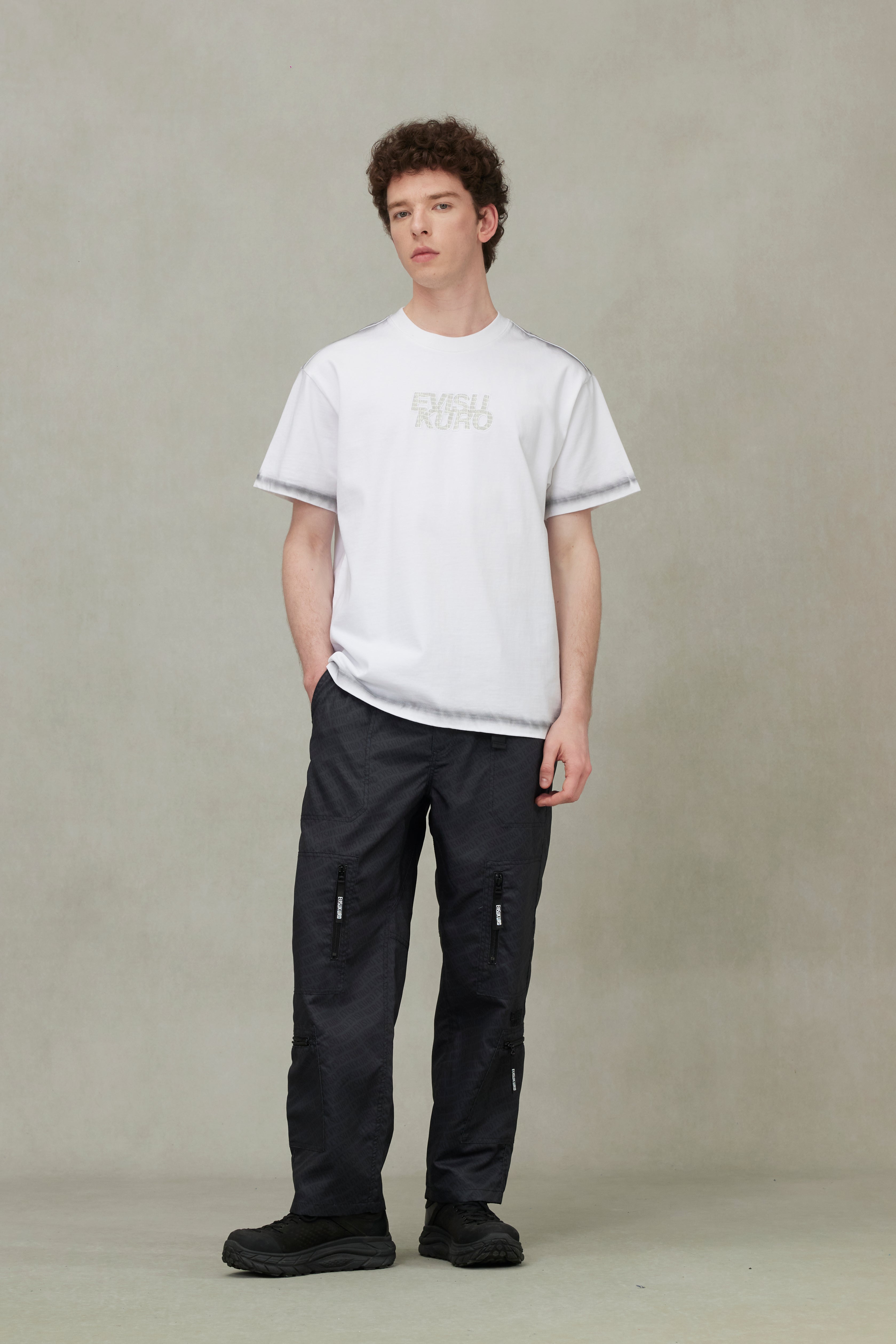 Allover Logo Print Loose Fit Cargo Pants