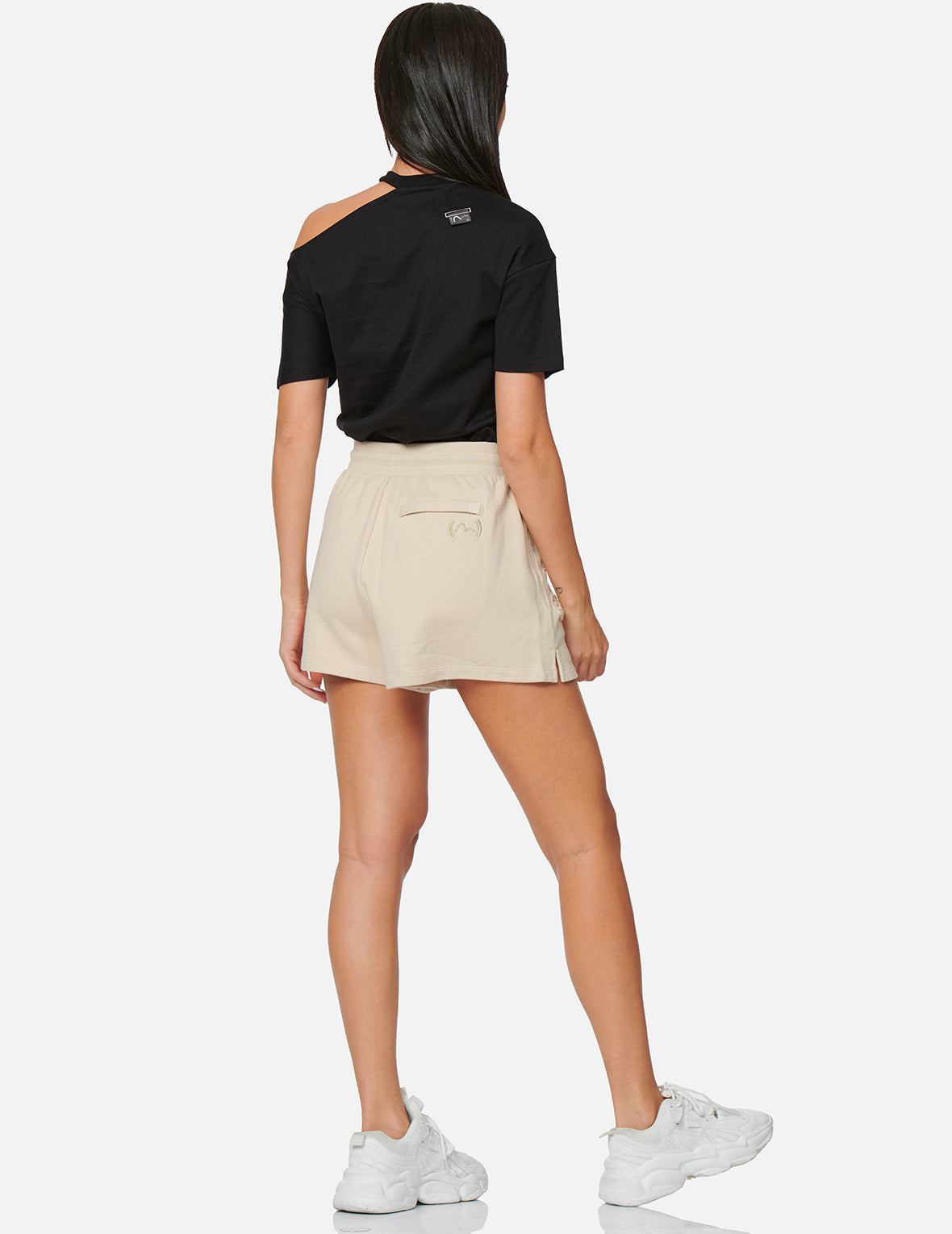 Logo Embroidery Cut-out Shoulder T-shirt