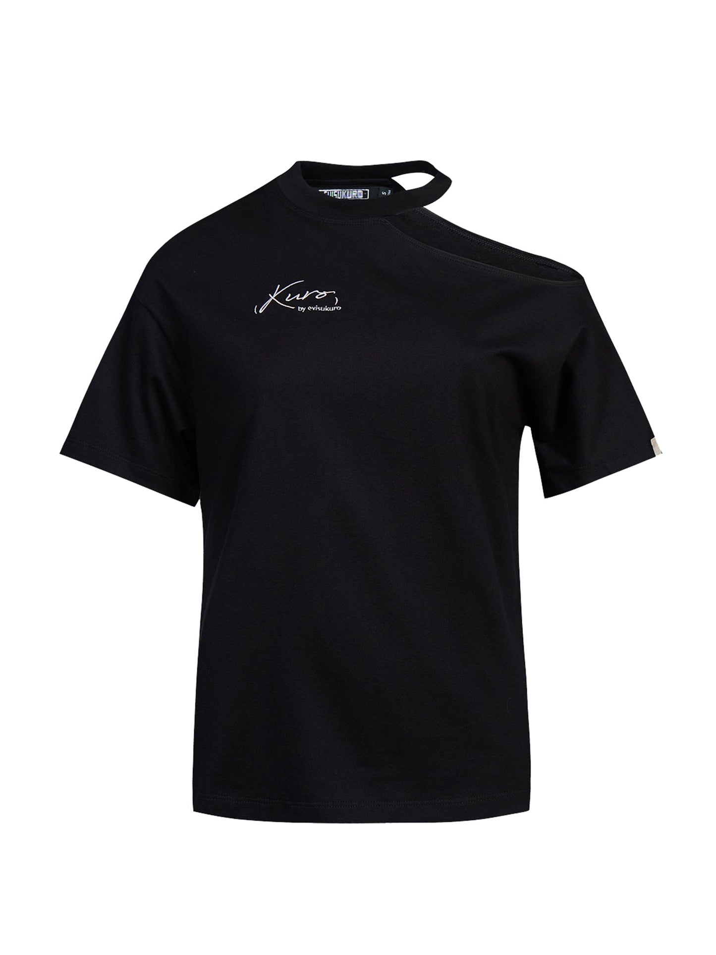 Logo Embroidery Cut-out Shoulder T-shirt