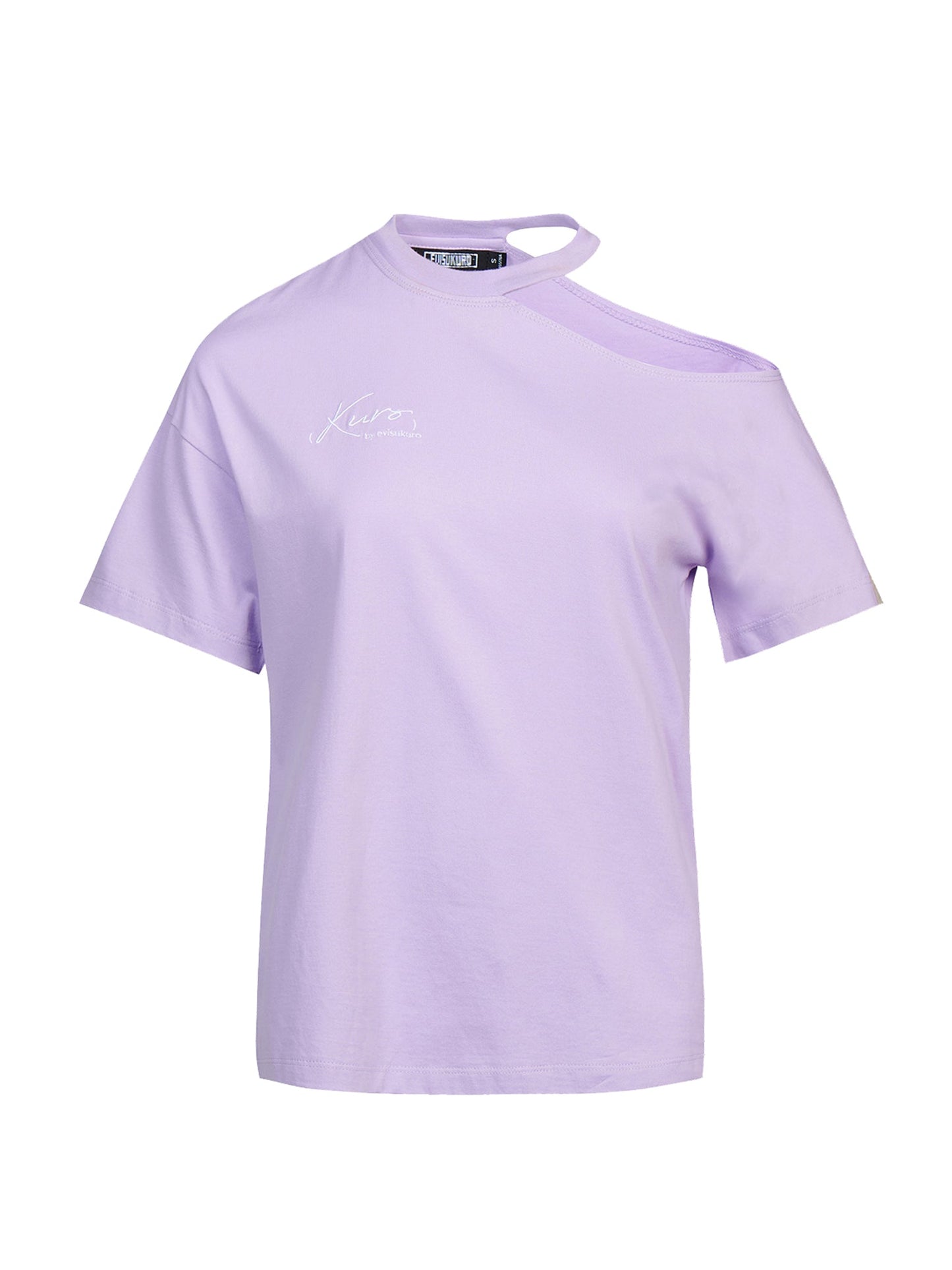 Logo Embroidery Cut-out Shoulder T-shirt