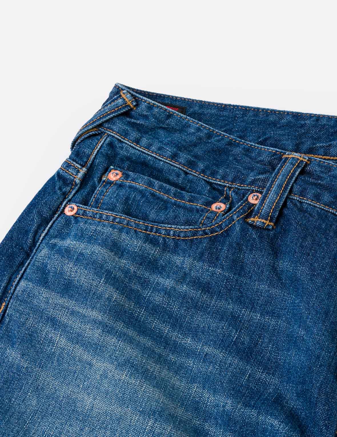 Mid-washed Seagull Print Taper Fit Jeans #2017
