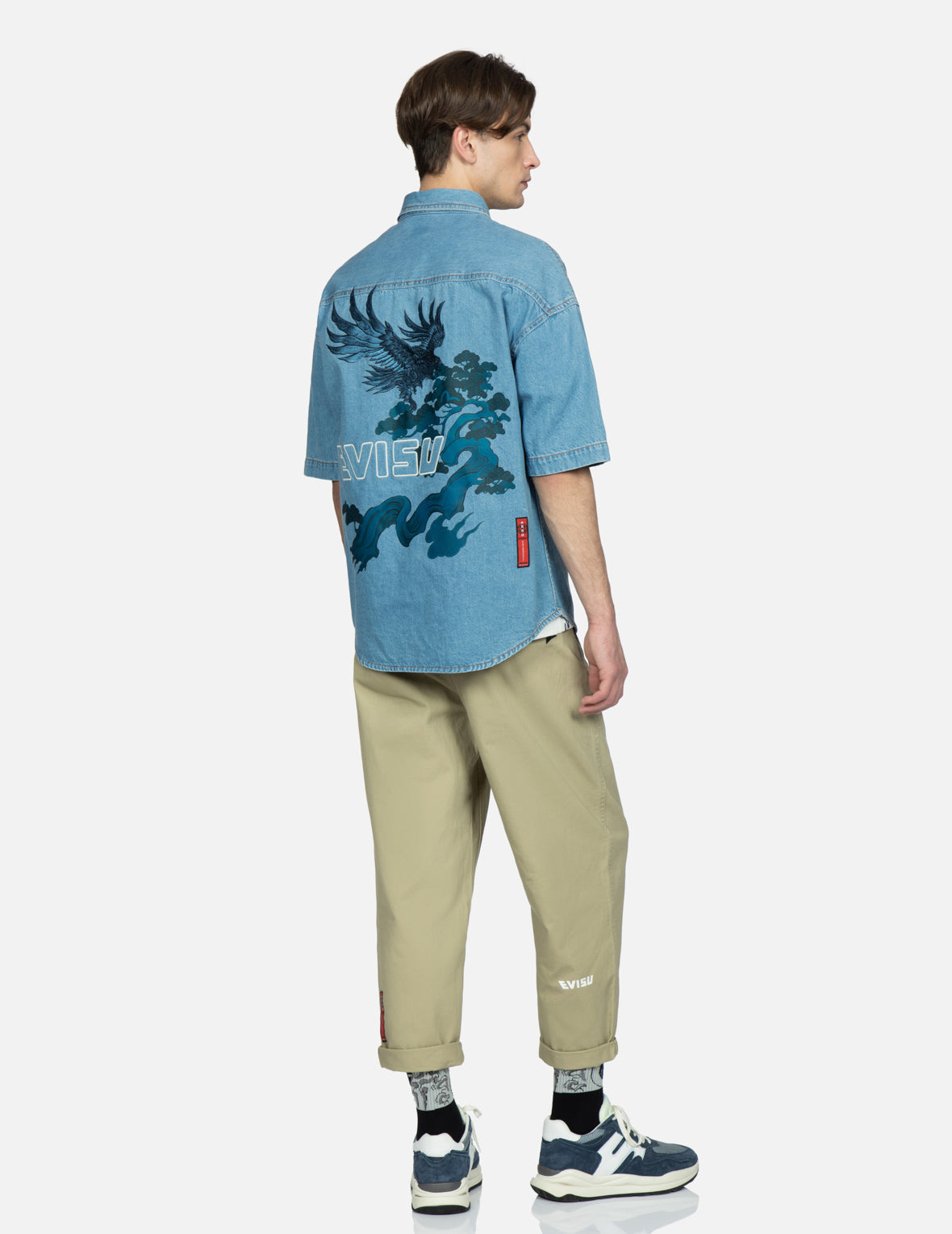 雄鷹與小海鷗刺繡牛仔襯衫