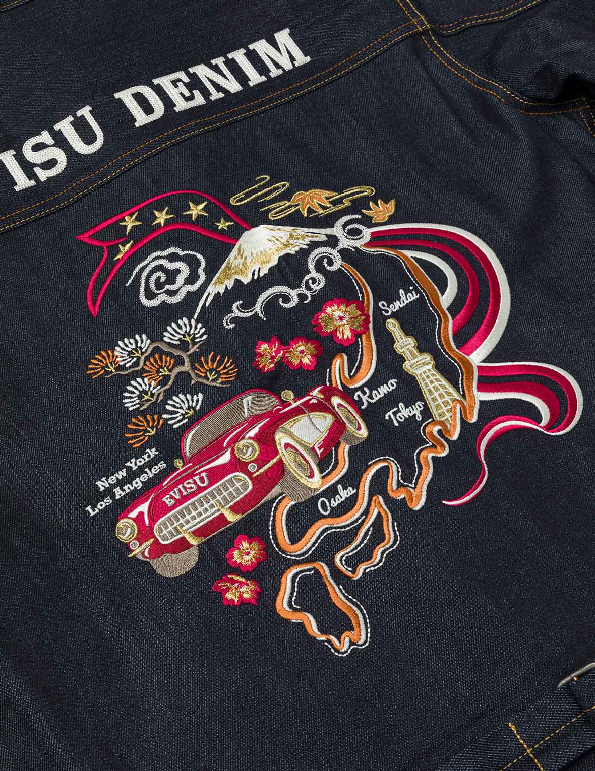 Map Appliqué Embroidery Regular Fit Denim Jacket