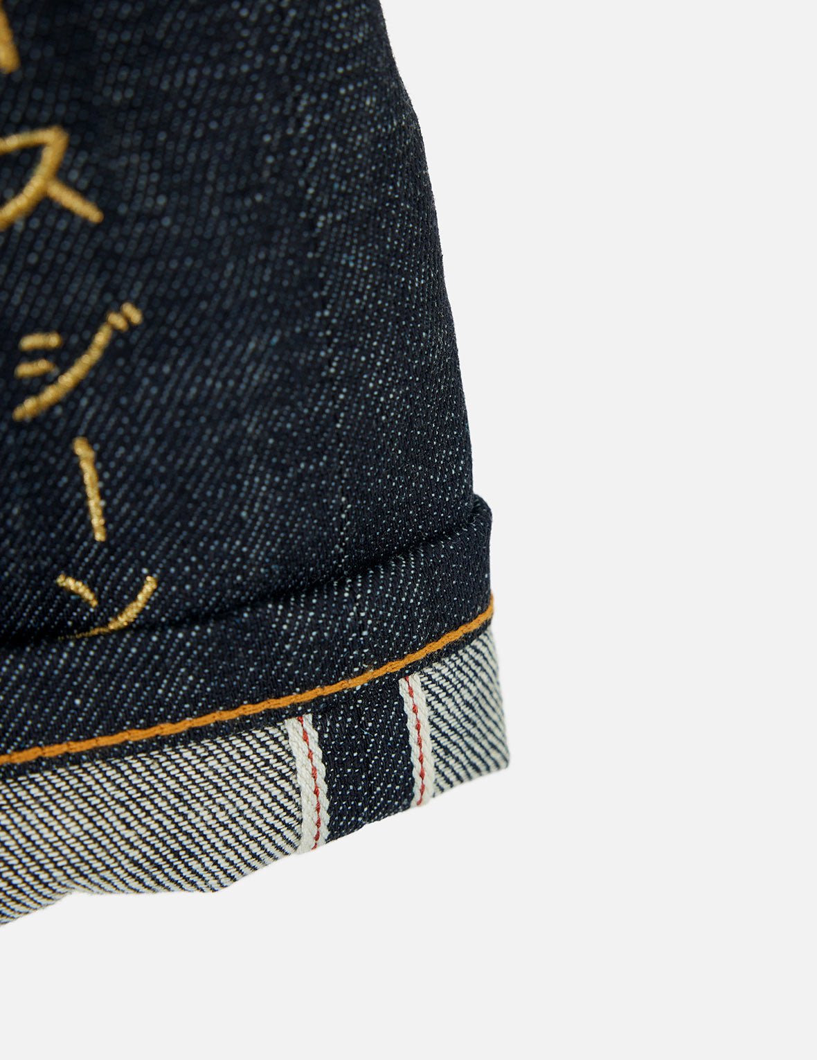 織錦大M和商標刺繡常規版型牛仔短褲