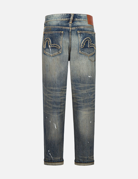 7-Pocket Design Vintage Washed Loose Fit Jeans #2038