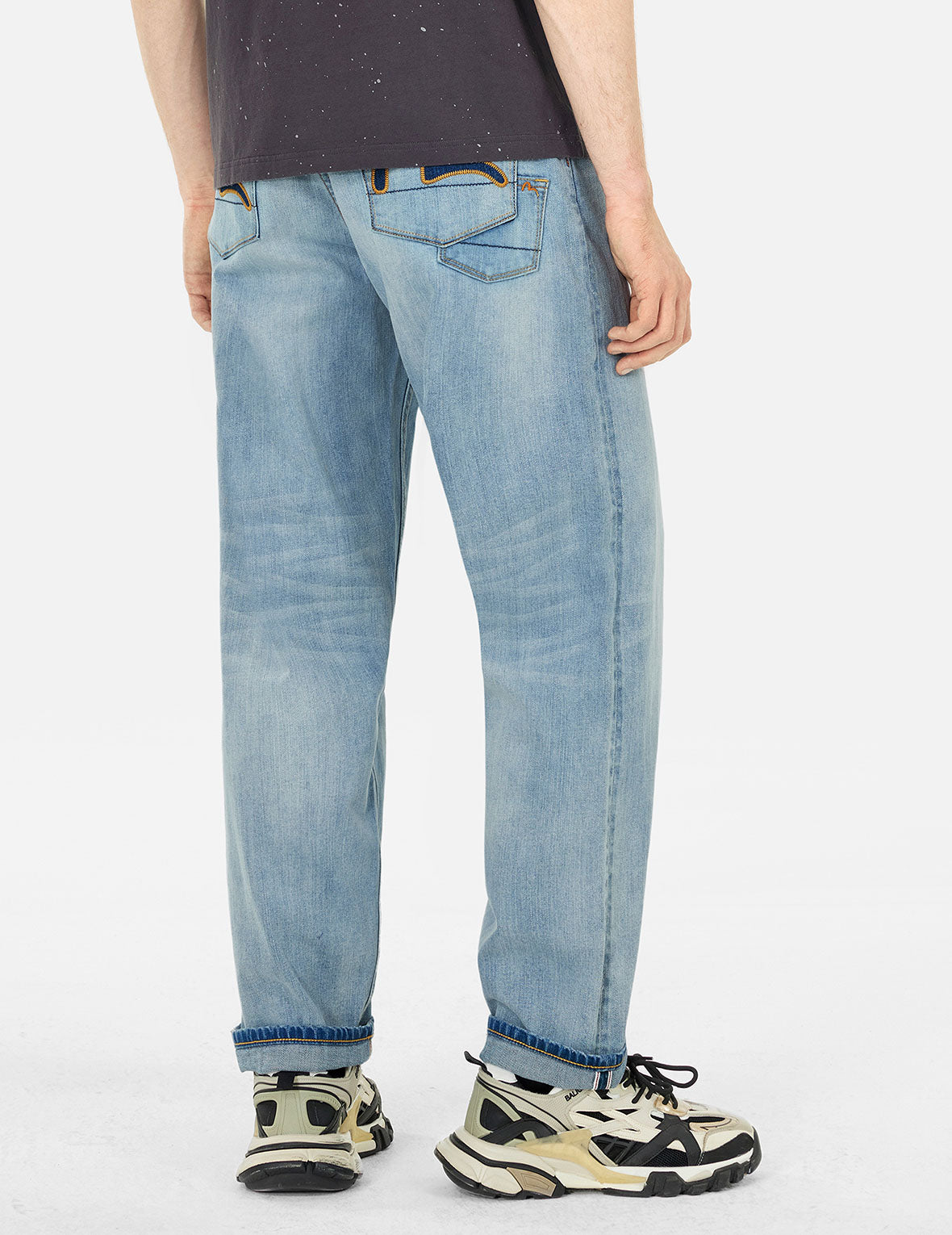 7-Pocket Design Washed Relax Straight Fit Jeans #2030