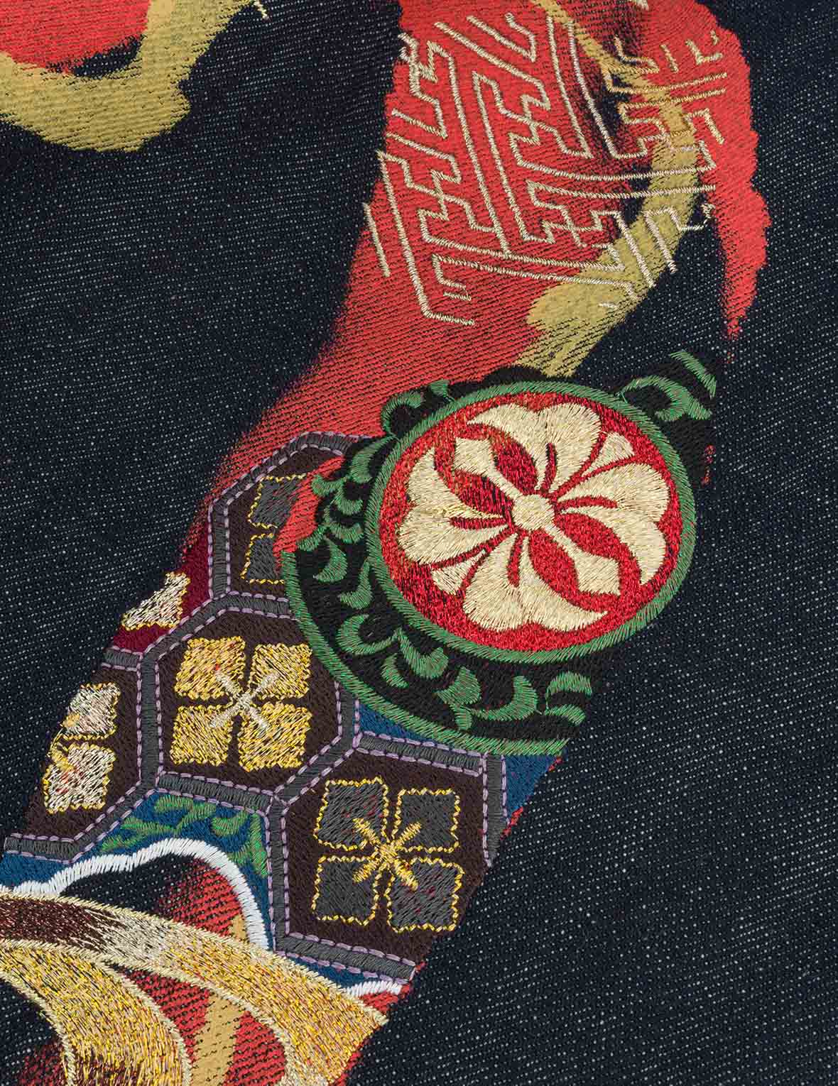 神獸白澤大M刺繡窄腳牛仔褲 #2017