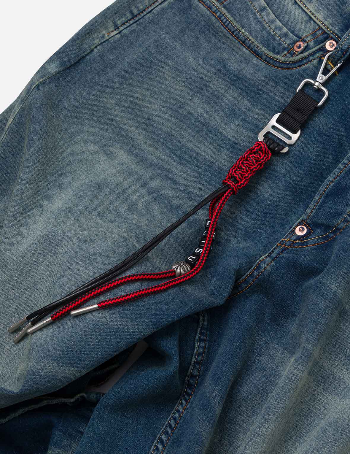 Seagull Embroidery with Hand-Woven Lanyard Relax Straight Fit Jeans #2030
