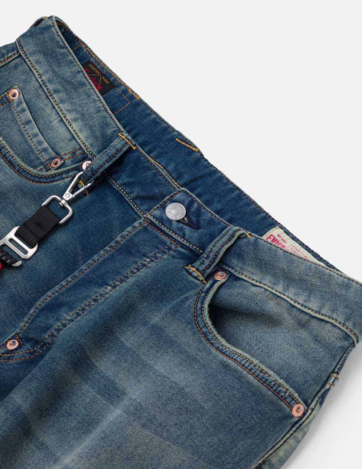 Seagull Embroidery with Hand-Woven Lanyard Relax Straight Fit Jeans #2030