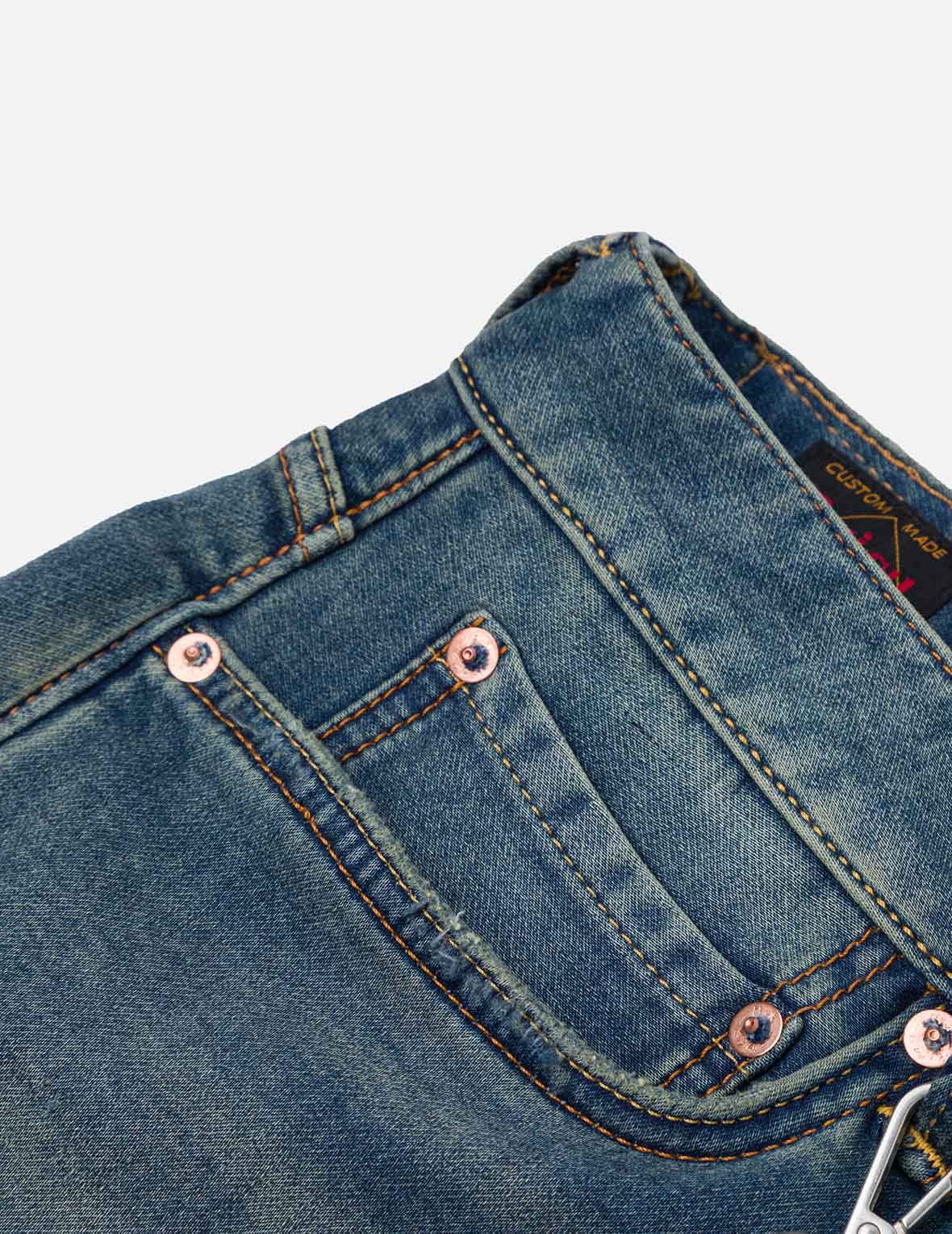 Seagull Embroidery with Hand-Woven Lanyard Relax Straight Fit Jeans #2030