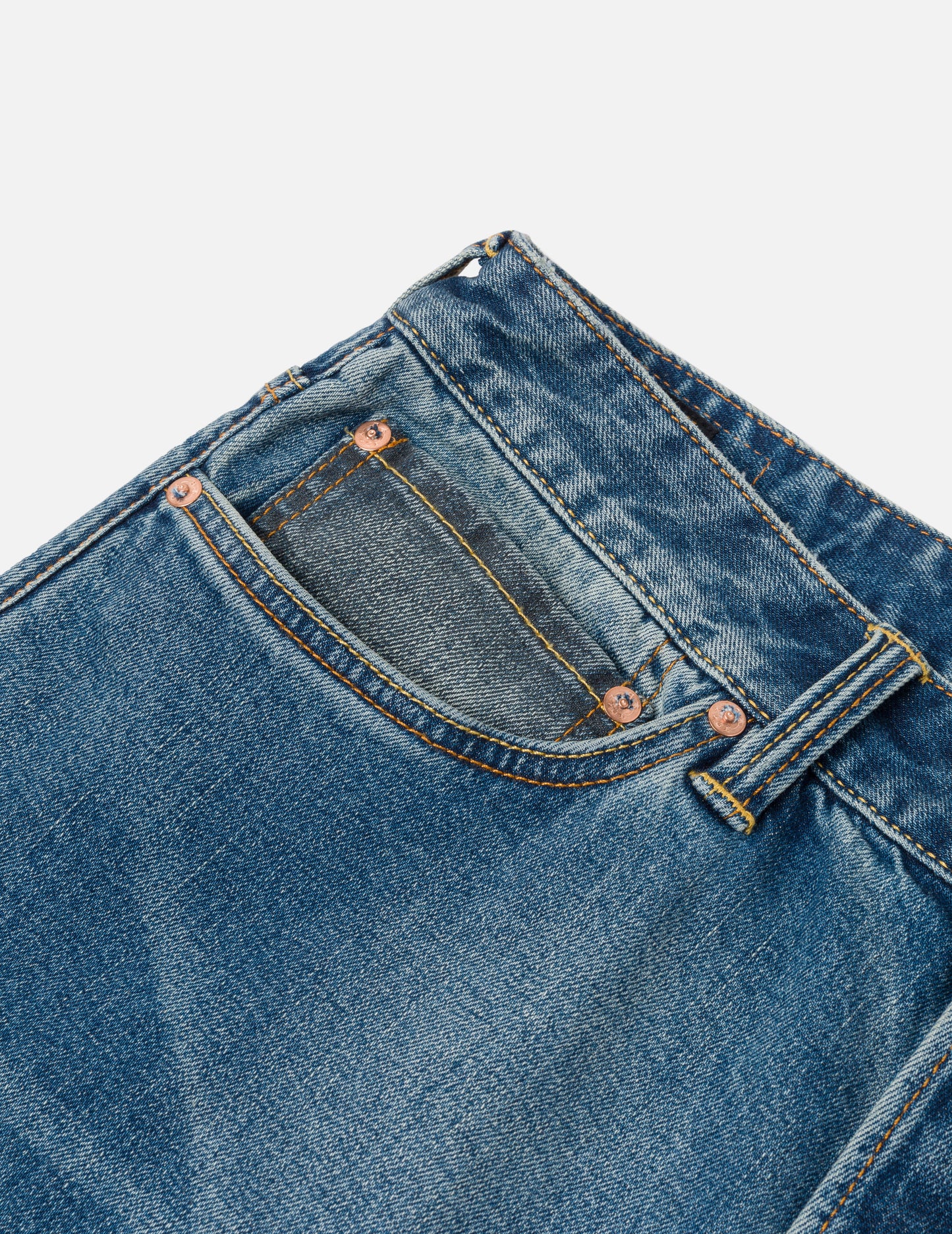 雙色大M嵌條常規牛仔褲 #2000