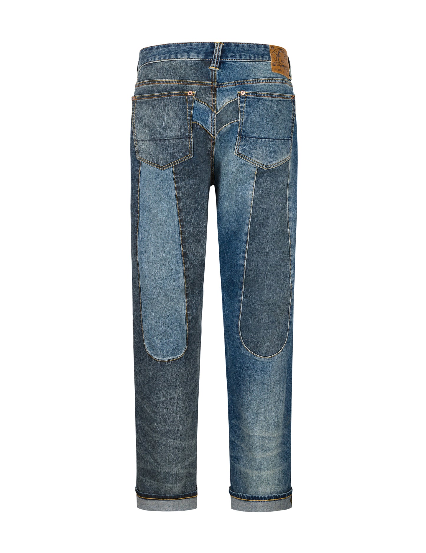 雙色大M嵌條常規牛仔褲 #2000